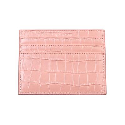 China Slim Minimal Slim Wallet Business Minimalist RFID Blocking Coin Credit ID Card Holder Split Crocodile Men Leather Card Case for sale