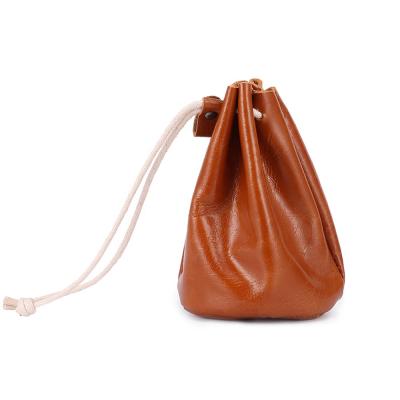 China Genuine Leather Drawstring Pocket Lipstick Holder Coin Purse Lady BOSHIONCASEMinimalistic Retro for sale