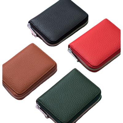 China Wholesale Leather RFID Credit Card Holder With Zipper For Woman for sale