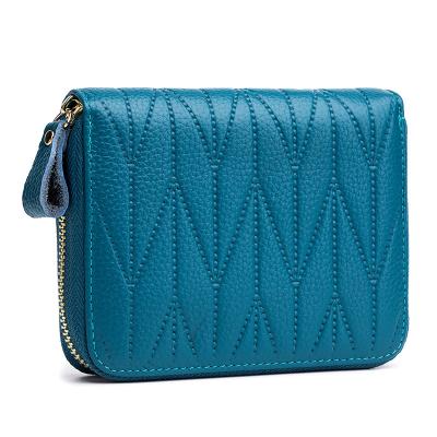 China Lady Wholesale Multi-card Sets Leather RFID Zipper Card Wallet For Ladies for sale