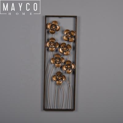 China Antique Castle Style Retro Mayco 3D Flower Wall Decoration with Frame, Metal Wall Art Decor Sunflower for sale