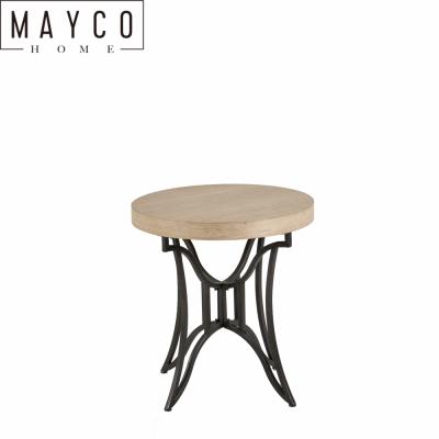 China Mayco Accent Furniture Vintage Casual Round Nature Solid Wood Sofa Table For Living Room for sale