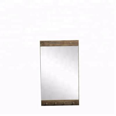 China Mayco Modern Stylish Accent Deco Mirror Beauty Salon Wood Wall Mirrors With 4 Hooks for sale