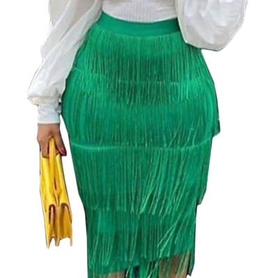 China Breathable Ladies Fashion Sexy Tassel Casual Women's Autumn Pencil Skirts Midi Bodycon Spring Skirts for sale