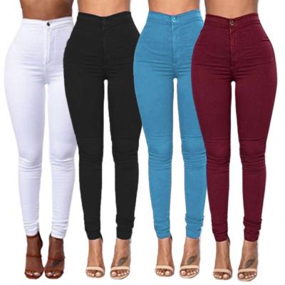 China 2022 new arrivals QUICK DRY women's pants women's waist jeans candy color skinny thin legs stretch high casual basic women's pants for sale