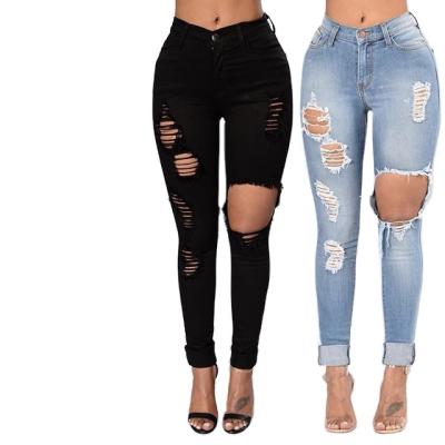 China Black skinny jeans 2022 women's skinny ripped jeans QUICK DRY stretch high waist jeans women ladies stylish denim pants for sale