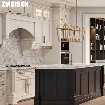 China Contemporary Luxury Cabinet Style Solid Wood American White Sideboard Set Island Custom Cabinet Kitchen Solid Wood for sale