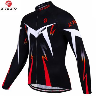 China X-TIGER Antibacterial Mens Thermal Fleece Cycling Tank Top Windproof Keep Warm Cycling Long Sleeved Jacket Wind Apparel Sports Cycling Wear for sale