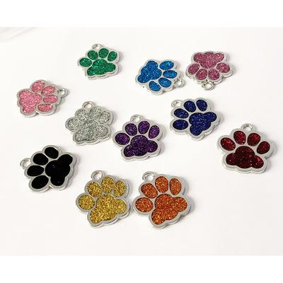 China 2021Hot Sale Viable Custom Engraved Cute Glitter Dog Tag Paw Print Pet Tag Laser Etched Personalized Pet Tag Dog Pendant dog name identification for sale