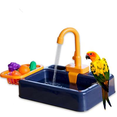 China Viable Automatic Bird Bathtub With Faucet Pet Parrot Fountains SPA Pool Tool Play House Kitchen Cleaning Sink For Pet Toys Birds for sale