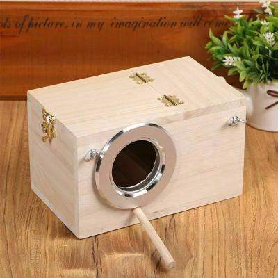 China Breathable Wooden Bird Breeding Box Bird Nest Parrot Breeding Pet Decorative Accessories Cages Balcony Home Decoration for sale