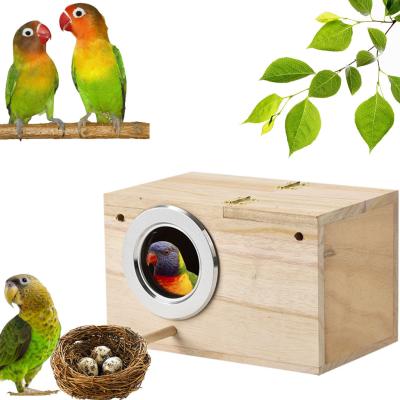 China Breeding Breathable Wooden Box 1PC Small Bird Nest Hatching Cage Case For Budgies Finch Parrot Bird Box Budgies for sale