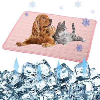 China Viable Dog Bed Pet Cooling Mat Ice Mat Summer Mats Blue Pet Pad Cool Silk Moisture Proof Cooler Cold for sale