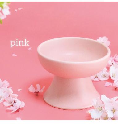 China High-foot Viable Multi-color Single Mouth Bowl Pet Feeder Cat Bowls Cat Food Bowl Non-slip Ceramic Pet Products for sale