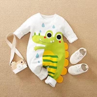 China New 100% cotton baby overalls spring and autumn cartoon dinosaur hayi suit baby clothing border crawling equipment for sale