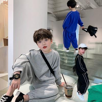 China European Style Boys INS Preppy Autumn 2021 Kids New Handsome And American Sports Pants Long Sleeves Two-Piece Set To Customize for sale