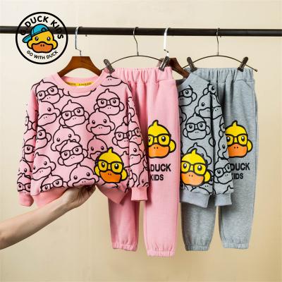 China Anti-wrinkle Little Yellow Duck G.DUCK Children's INS European and American Suit 2022 Spring Children's Two-Piece Set To Customize for sale