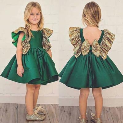 China Viable foreign occasions European and American girls dress sequin flight sleeve bow halter princess dress dress custom for sale