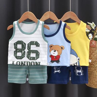 China Summer Children's Breathable Vest Set Sleeveless Cotton Boys and Girls Vest Shorts Cotton Baby Suit Children's Clothing for sale