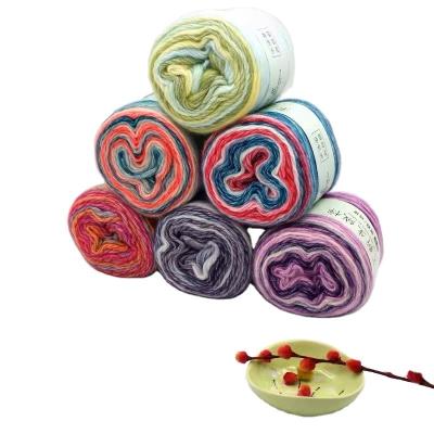 China New Arrival Cheap Price 100g/roll Fancy Cake Yarn Knitting Crochet Acrylic Cotton Wool Blended Ombre Color Rainbow Cake Yarn for sale