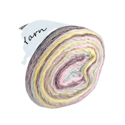 China Long Hair Gradient Rainbow Color Cotton Blend Cake Wool Yarn 5 ply 100g  for Knitting and Crochet Hats and Scarves for sale