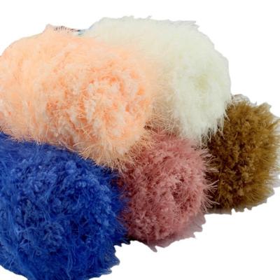 China knitting Chenille Faux Fur Feather 100%  Faux Fur Yarn Fancy Colorful  coral fleece yarn for sale