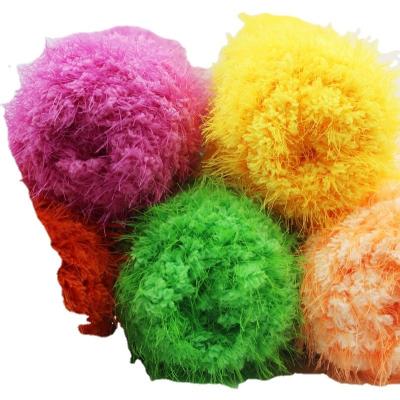 China 100% Yarn Craftsman Polyester Faux Fur Yarn Fancy Colorful Chenille Faux Fur Feather Yarn for sale