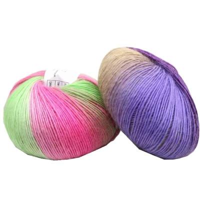 China hand knitting fancy  rainbow color pure wool yarn 100% wool 50g/ball each weight for sale