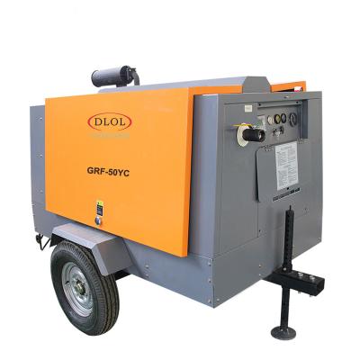 China DLOL 185cfm Lubricated Diesel Portable Air Compressor for sale