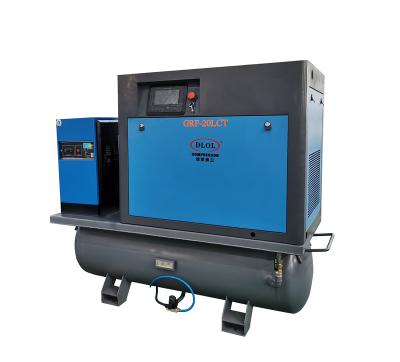 China Lubricated Industrial Screw Compressor Integrated Compressor With Dryer And Air Tank for sale