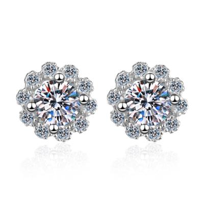 China Wedding 2022 Silver Diamond Earrings Female Gift Bride 925 Romantic Silver Flower Earrings Jewelry Women Earrings for sale