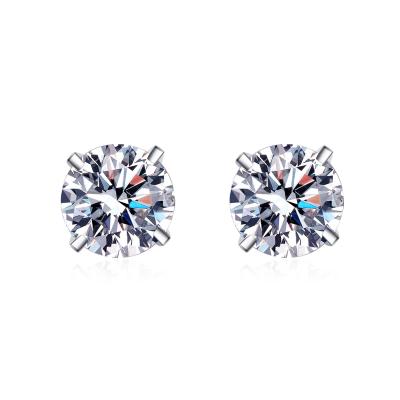 China TRENDY Sterling Silver Earrings for Women Men Stud Earrings Diamond Moissanite Earring 1ct 6.5mm for sale