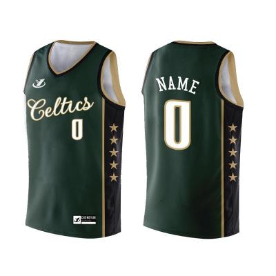 China Retro Custom Made Polyester Breathable Bulls Tank Tops Green Basketball Shirt for sale