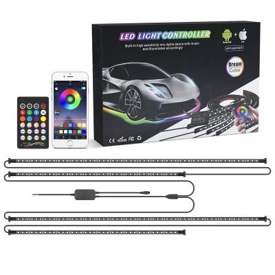 China 12V MICTUNING Cars Waterproof 12V Lights Neon Accent Undercar Glow LED Light Strip Car Lights with APP Radio Remote Control for sale