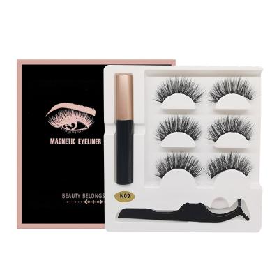 China Long natural mikiwi personalized 3 pairs of eyelashes 5 magnet magnet strip with eyeliner private label for sale