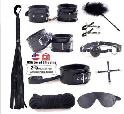 China US Warehouse Adjustable Leather SM Bondage Restraint 10 Pcs Shipping Bondage Bondage Kit BDSM Fetish Toy for sale