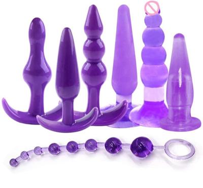 China 7Pcs/Set Beginner Soft Anal Trainer For Women Beginner Anal Trainer Kits Amal Toys With T-bar Base Silicone Starter Small Set Toys for sale