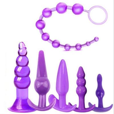 China US warehouse soft 7pcs set anal vibrator silicone butt plug tail vibration sex toys for women men for sale