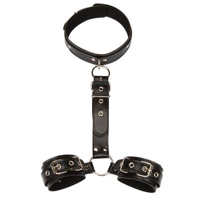 China Adjustable PU Leather Leather Bondage Restraints For Couples Sex Bondage Gear For Cosplay Handcuffs Sex Toys for sale