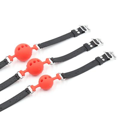 China Adjustable Sex Toy For Women Silicone Ball Gag Bdsm Bondage Restraints Sex Ball Harness Strap Gag for sale