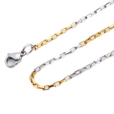 China Basic Hiphop JPLEE Gold Plated Silver Stainless Steel Lobster Claw Chain Clasp BOX Necklace Punk Chokers Link Chain For Women Men for sale