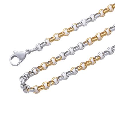 China Wholesale Fashion Solid Heavy Stainless Steel O-ring Cross Chain Necklace Men's Jewelry Round O Hip Hop Rolo Link Chain Necklace for sale