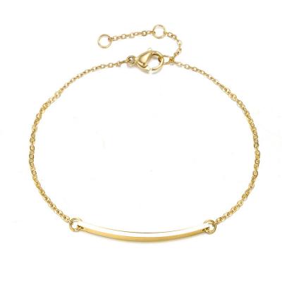 China JPLEE TRENDY Stainless Steel White Curved ID Bar Chain Bracelets Gold Plated Bracelet For Women Gifts SB1005 Wholesale for sale