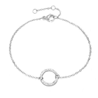 China JPLEE CLASSIC Simple Stainless Steel Circle Charm Hammered Chain Bracelets For Women Fashion Jewelry Wholesale SB1001 for sale