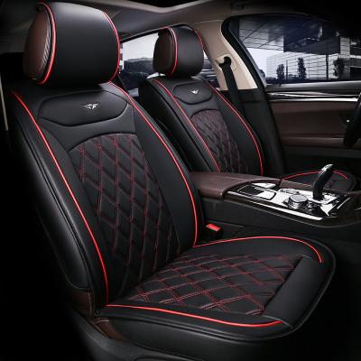 China Geometric Universal Full Set Four Season Diamond Plaid Cushion PU Leather Car Seat Cover for sale