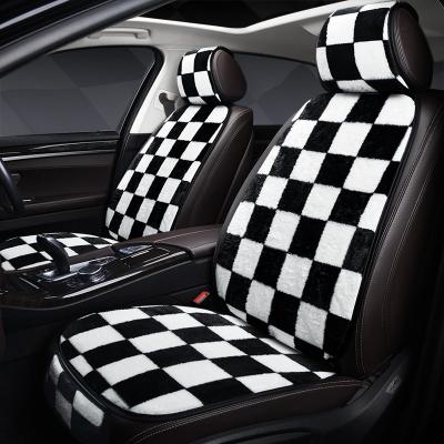 China Full Set Car Seat Cover Cushion Soft Cover Cushion Checkered High Quality Warm Warm Soft Seat Cover for sale