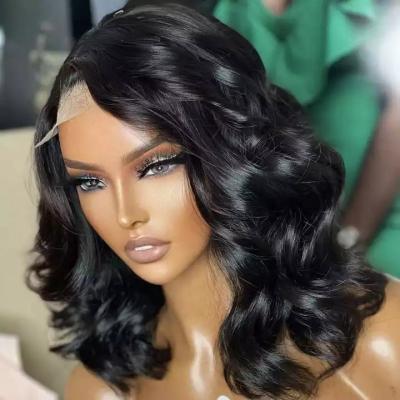 China Water Wave Hot Sale 180% Density Wave Short BOB Lace Front Human Hair Wigs for Black Women Wholesale 13*4 Brazilian Remy Hair Wigs for sale