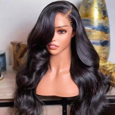 China Body Wave 100% Brazilian Virgin Human Hair HD Transparent Swiss Lace Wig Wholesale Body Wave Curly Lace Front Wigs For Black Women for sale