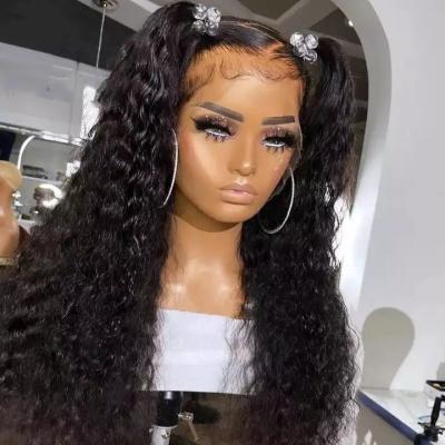 China 180% density 13*4 water wave lace wig human hair lace wigs 13x4 water wave high quality transparent deep curly lace frontal wig for sale