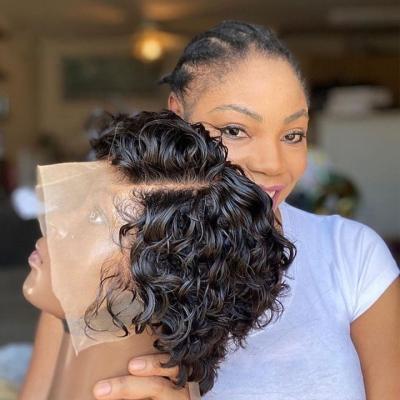 China Wholesale Pixie Cut Short Lace Front Wig Pixie Hair Vendor Brazilian Hair For Colored Women, Hd Lace Frontal Wig With Baby Hair for sale